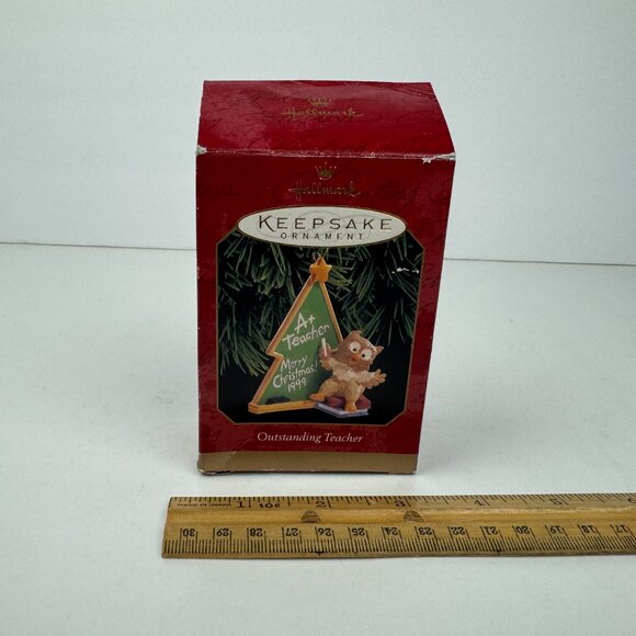 Vtg 1999 Hallmark Owl Outstanding Teacher Merry Christmas Holiday w Original Box - Picture 10 of 13